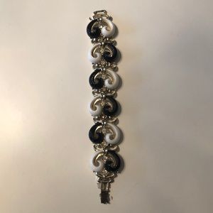 Vintage gold, black and white costume bracelet